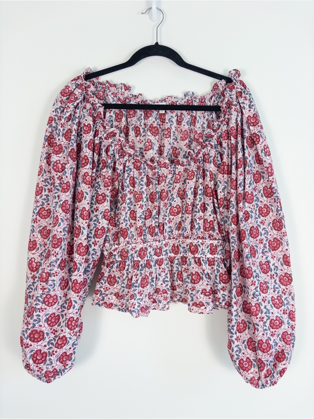 Anna Cate Cotton Floral Off The Shoulder Puff Sleeve Blouse